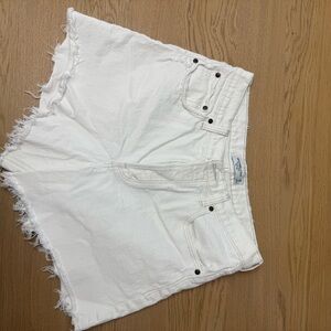 Abercrombie & Fitch- “The Dad” High Rise Women White Denim Shorts
